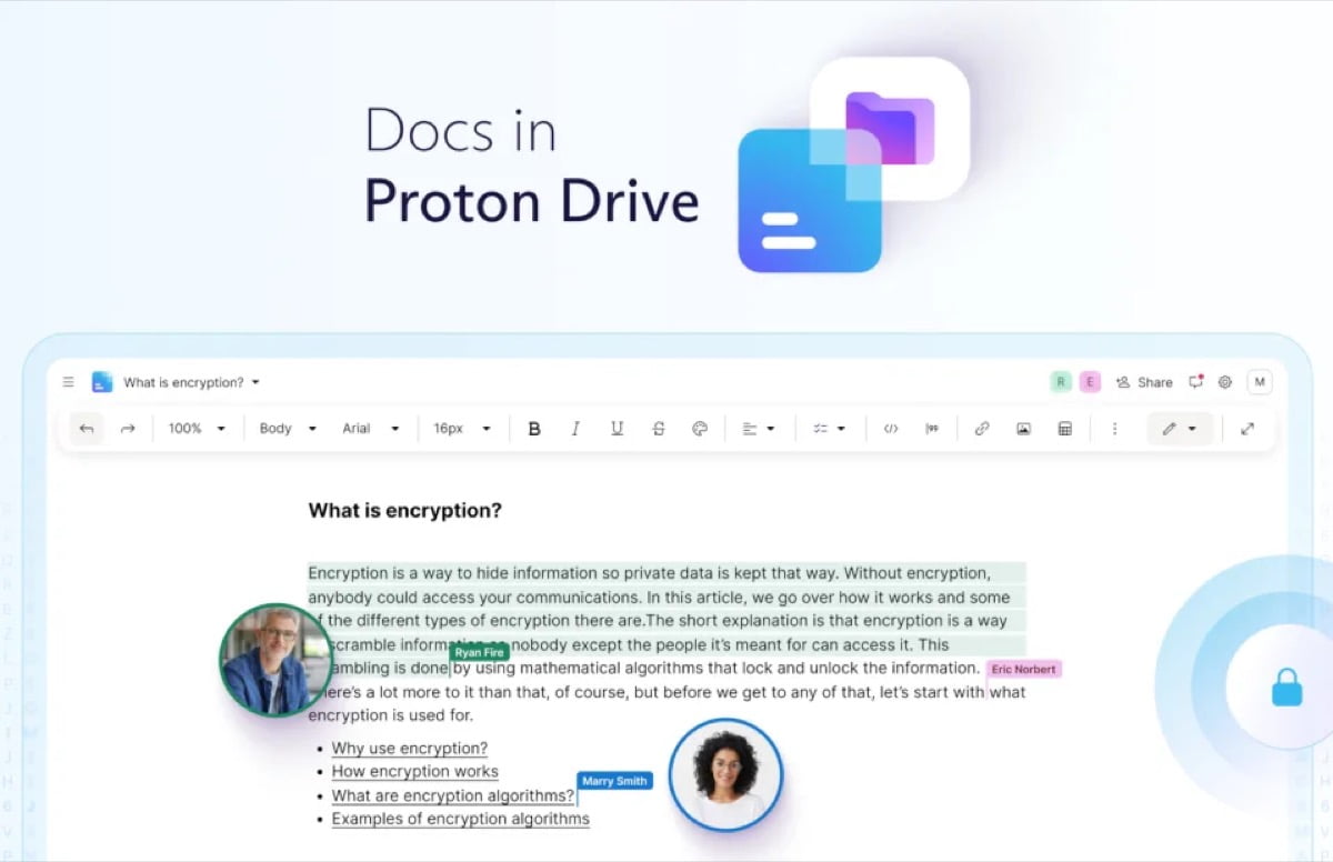 Proton lance sa propre version de Google Docs